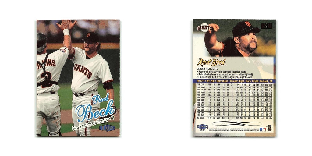 Rod Beck 1998 Fleer Ultra #56 San Francisco Giants Baseball Card NM
