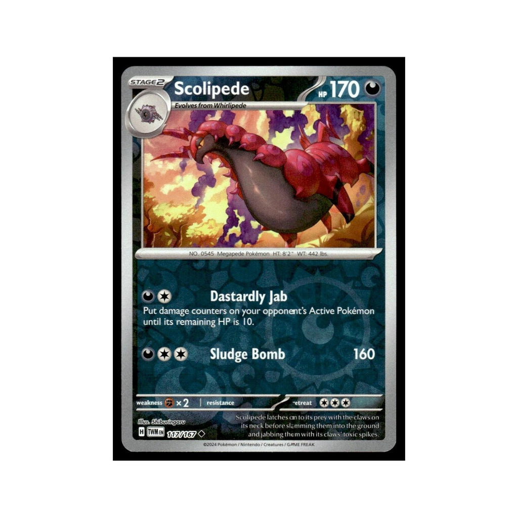 Scolipede 2024 Scarlet Violet Twilight Masquerade #117 Uncommon Pokemon Card NM
