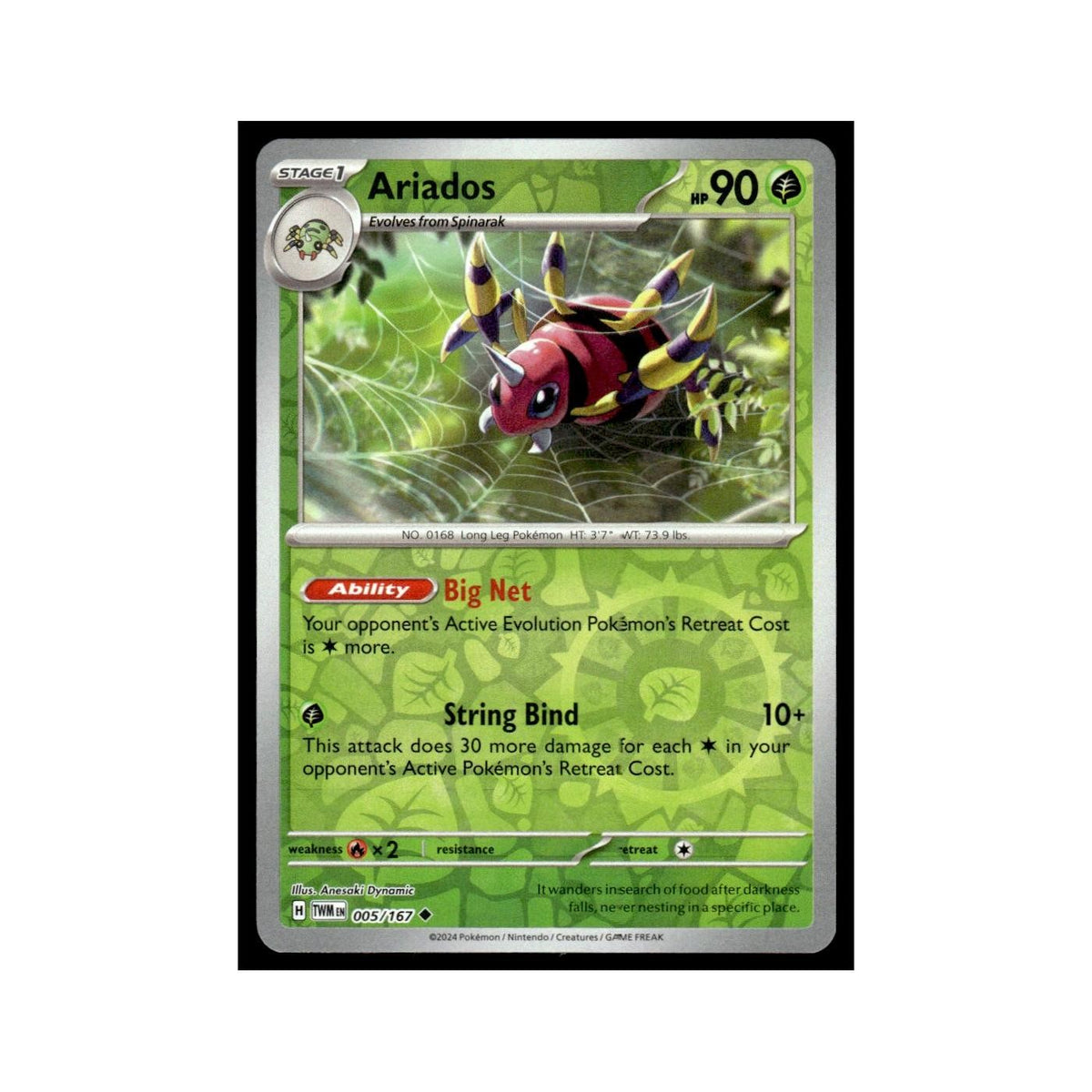 Ariados 2024 Scarlet Violet Twilight Masquerade #5 Uncommon Pokemon Card NM