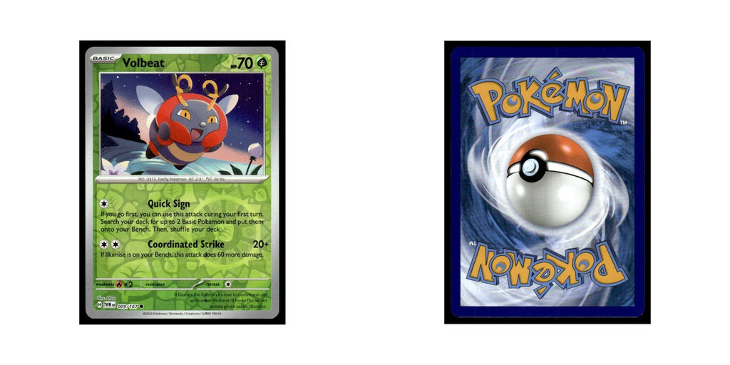 Volbeat 2024 Scarlet Violet Twilight Masquerade #9 Common Pokemon Card NM