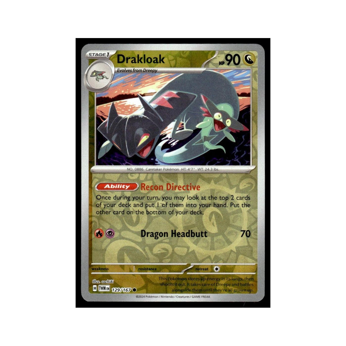 Drakloak 2024 Scarlet Violet Twilight Masquerade #129 Common Pokemon Card NM