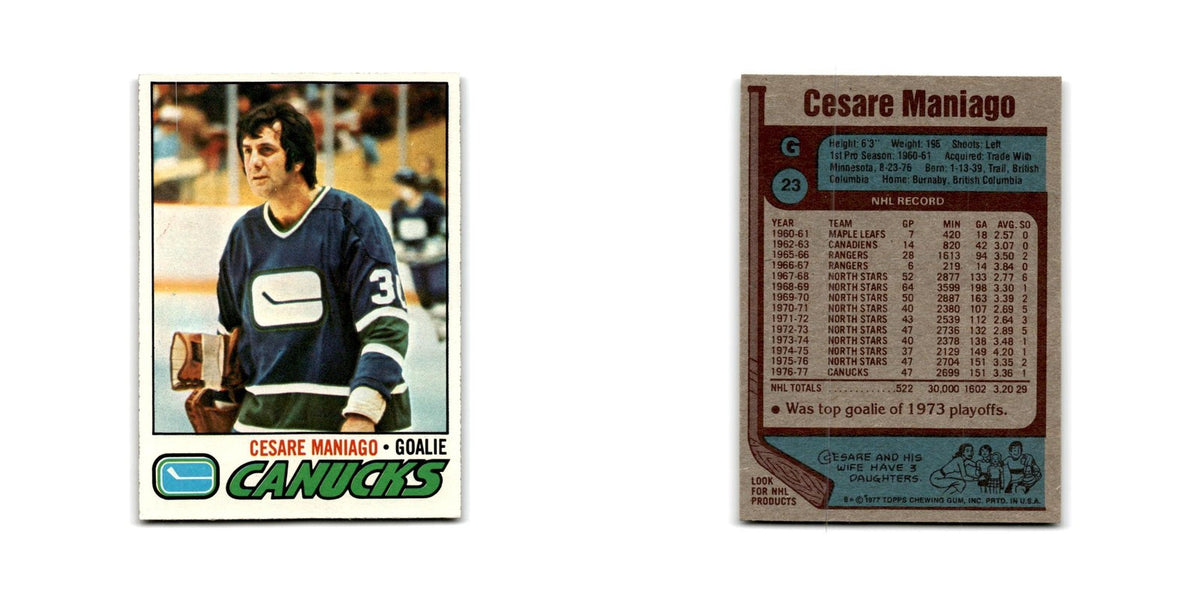 1977 Topps Cesare Maniago Vancouver Canucks #23