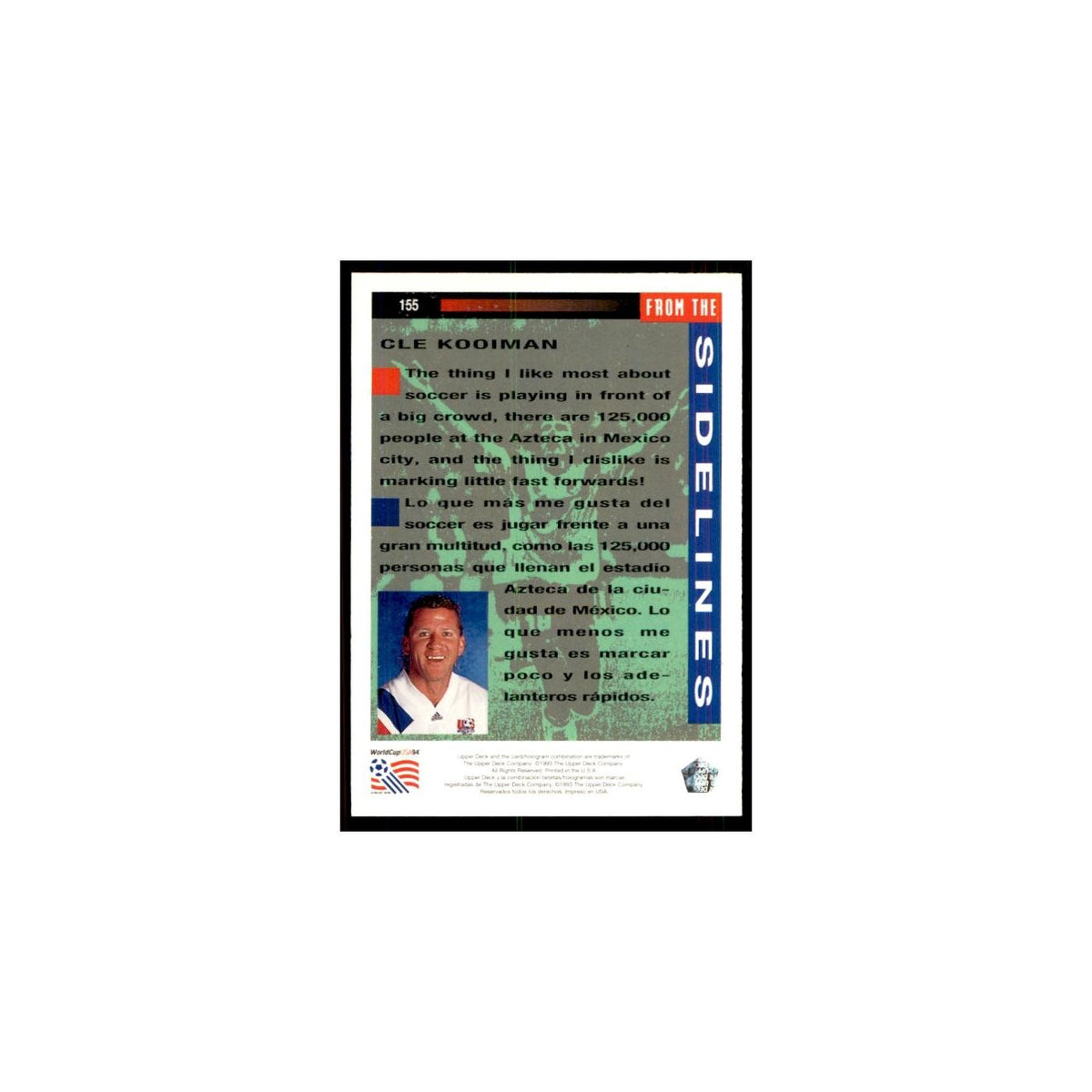1993 Upper Deck Cle Kooiman Soccer Cards #155
