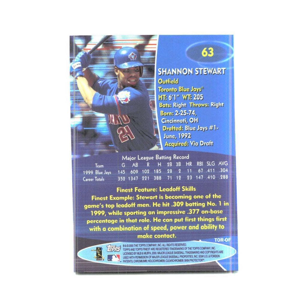 2000 Finest Shannon Stewart Blue Jays #63