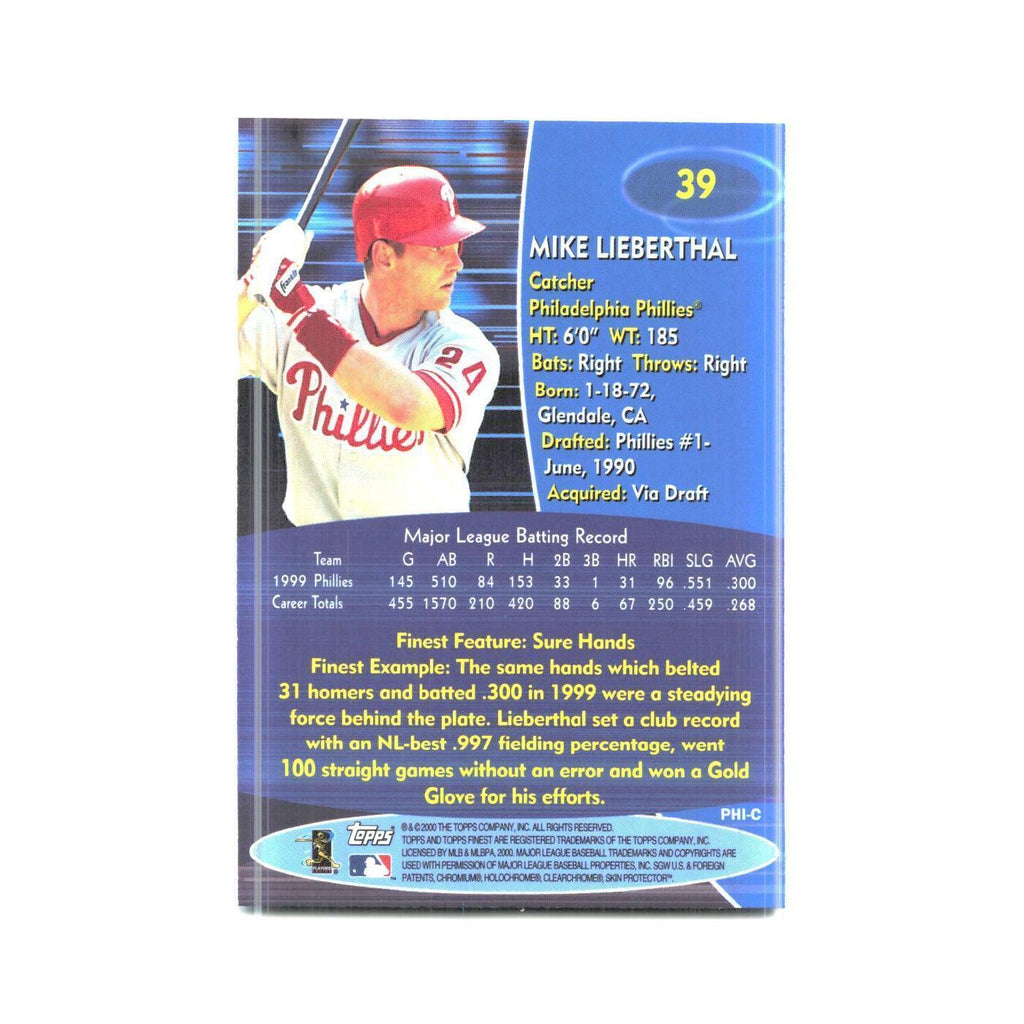 2000 Finest Mike Lieberthal Phillies #39