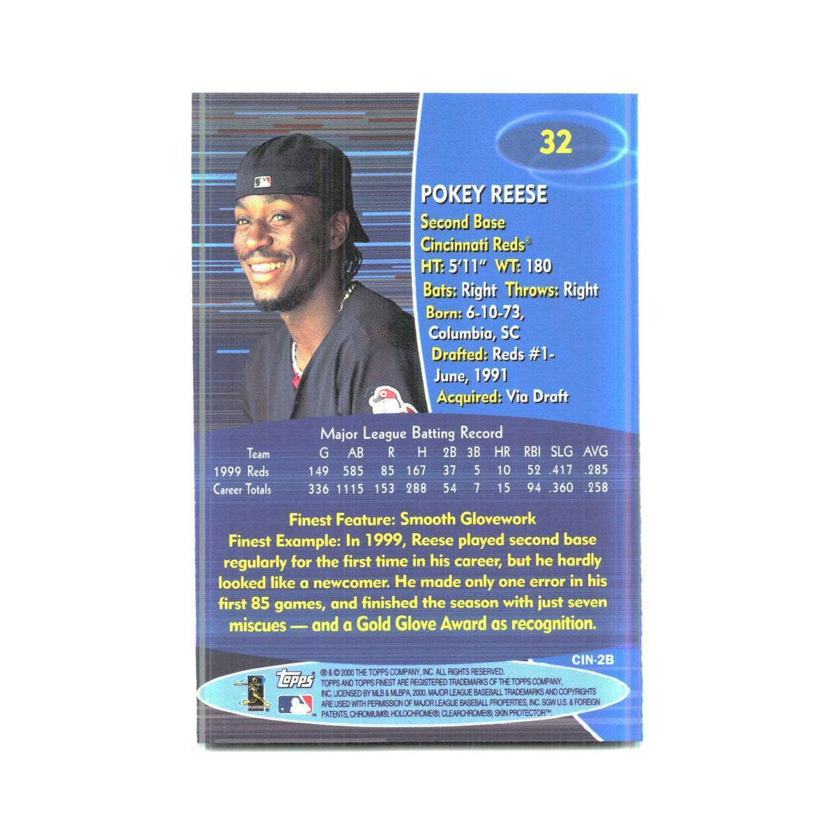 2000 Finest Pokey Reese Reds #32