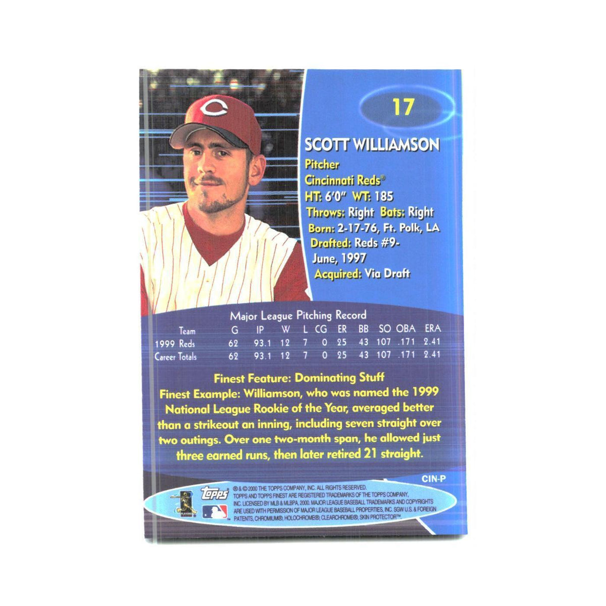 2000 Finest Scott Williamson Reds #17