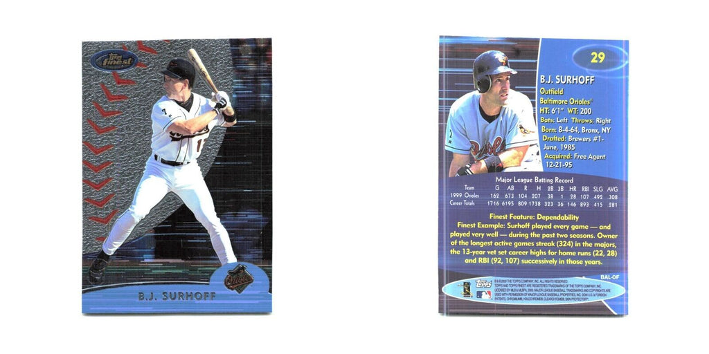 2000 Finest B.J. Surhoff Orioles #29