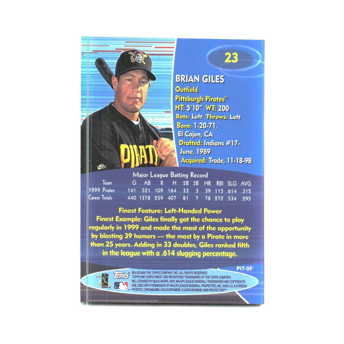 2000 Finest Brian Giles Pirates #23