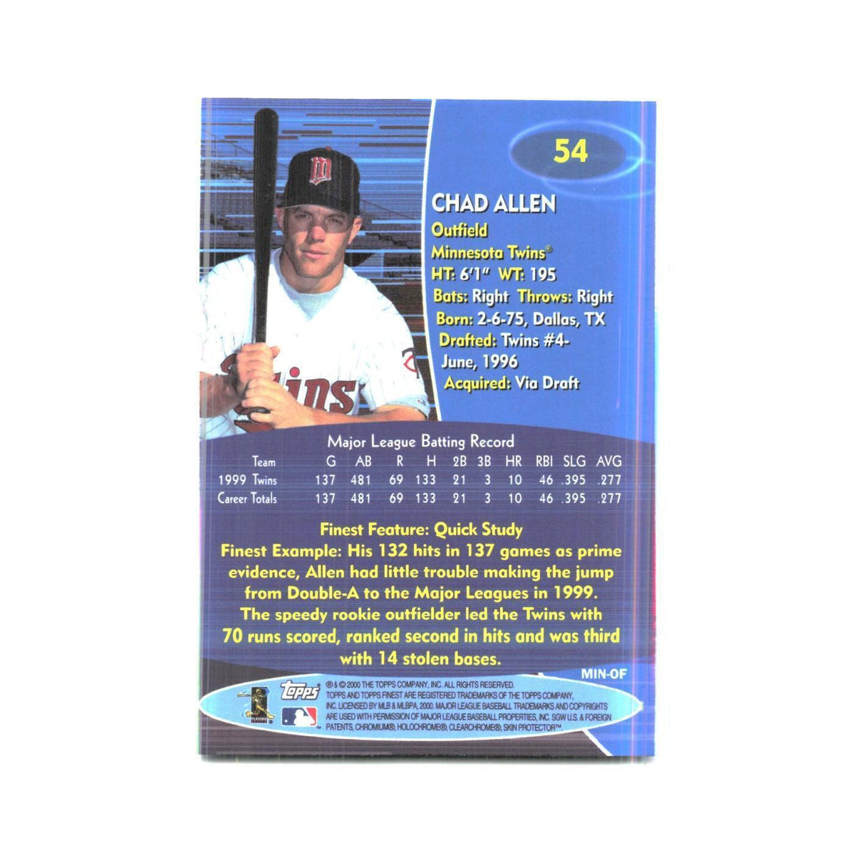 2000 Finest Chad Allen Twins #54