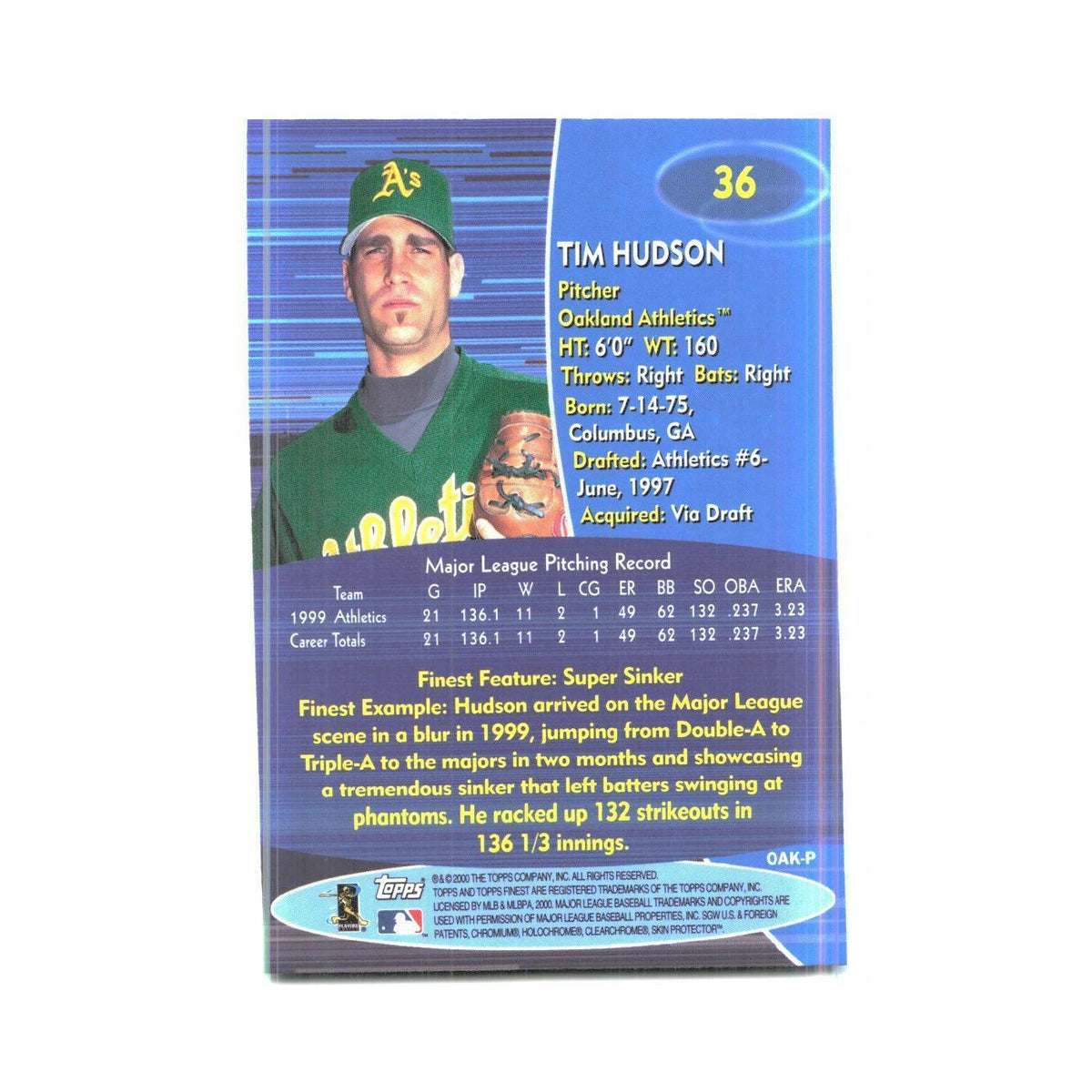 2000 Finest Tim Hudson Athletics #36