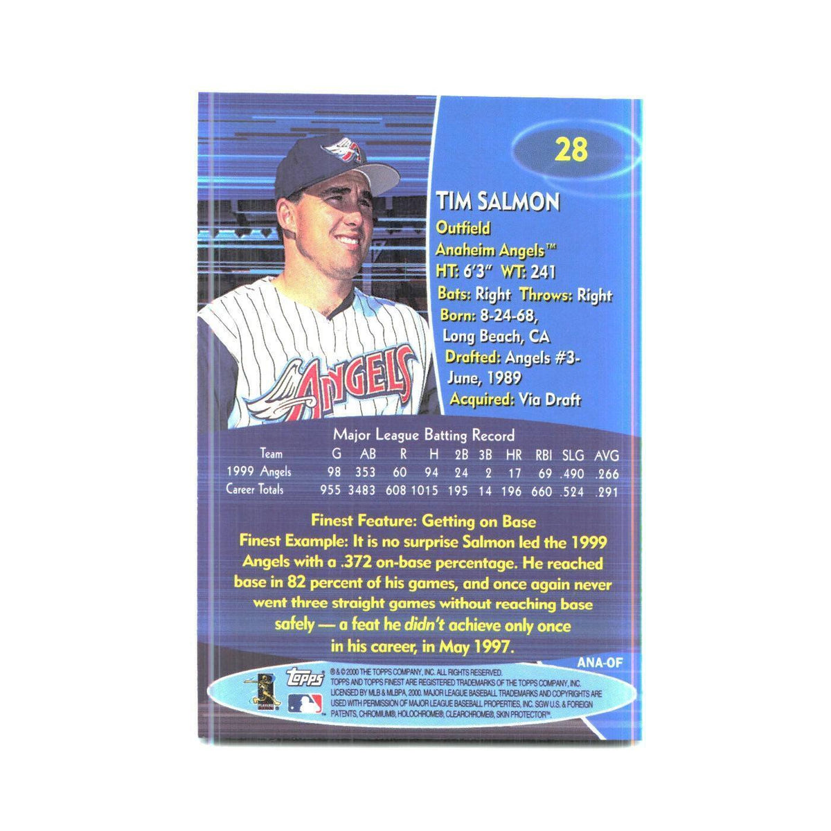 2000 Finest Tim Salmon Angels #28