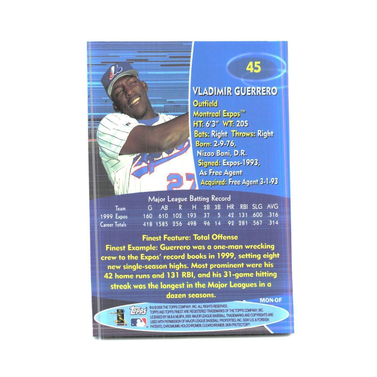 2000 Finest Vladimir Guerrero Montreal Expos #45