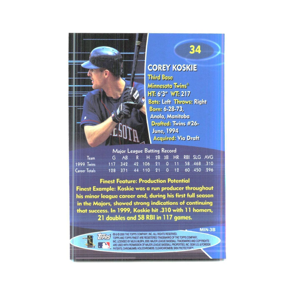 2000 Finest Corey Koskie Twins #34