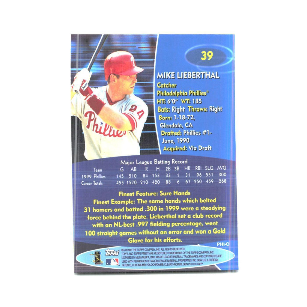 2000 Finest Mike Lieberthal Phillies #39