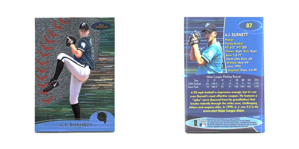 2000 Finest A.J. Burnett Florida Marlins #87