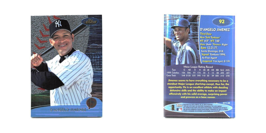 2000 Finest D'Angelo Jimenez Yankees #92