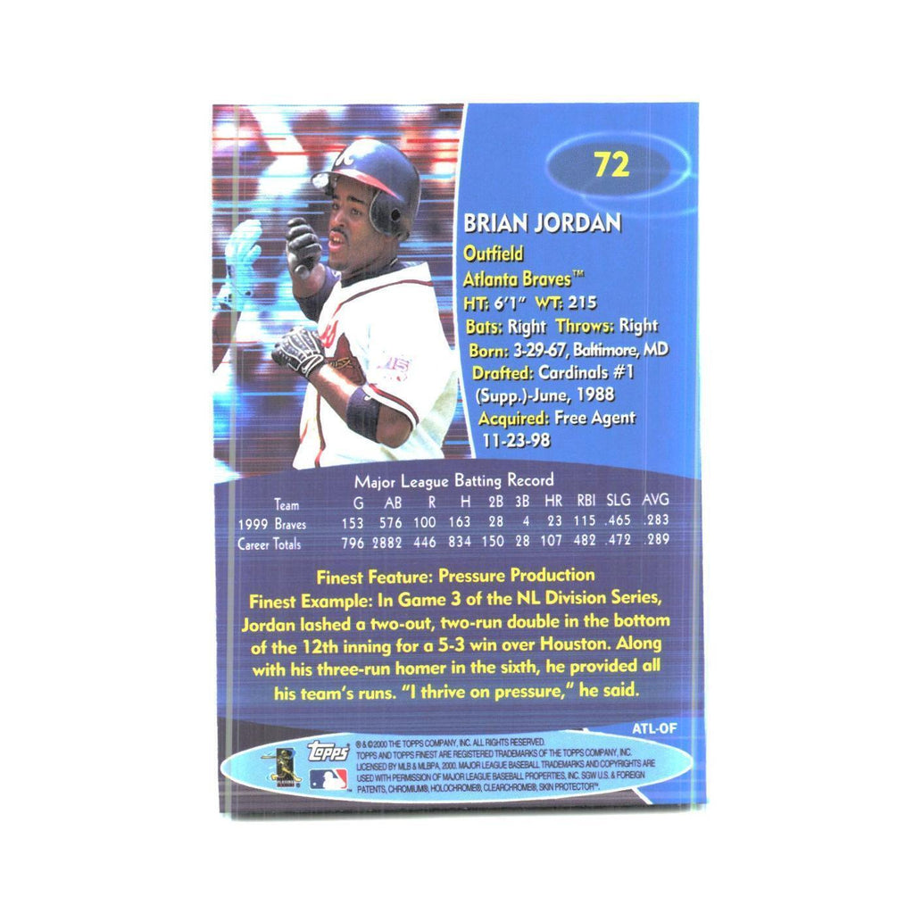 2000 Finest Brian Jordan Braves #72