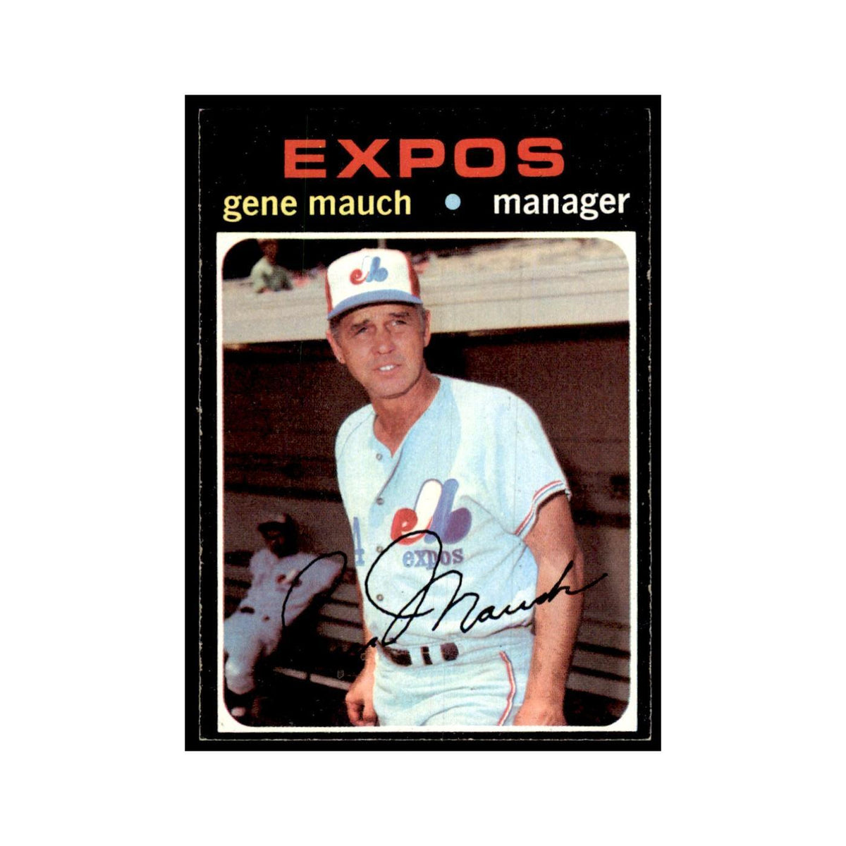 1971 Topps Baseball Card (Damaged) Gene Mauch Montreal Expos #59