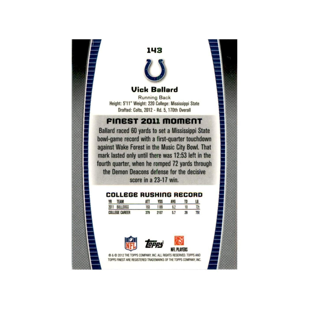 2012 Topps Finest Vick Ballard Football Cards #143