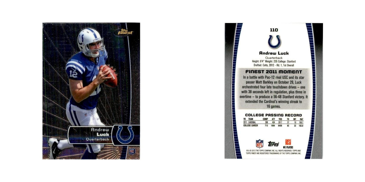2012 Topps Finest Andrew Luck Football Cards #110