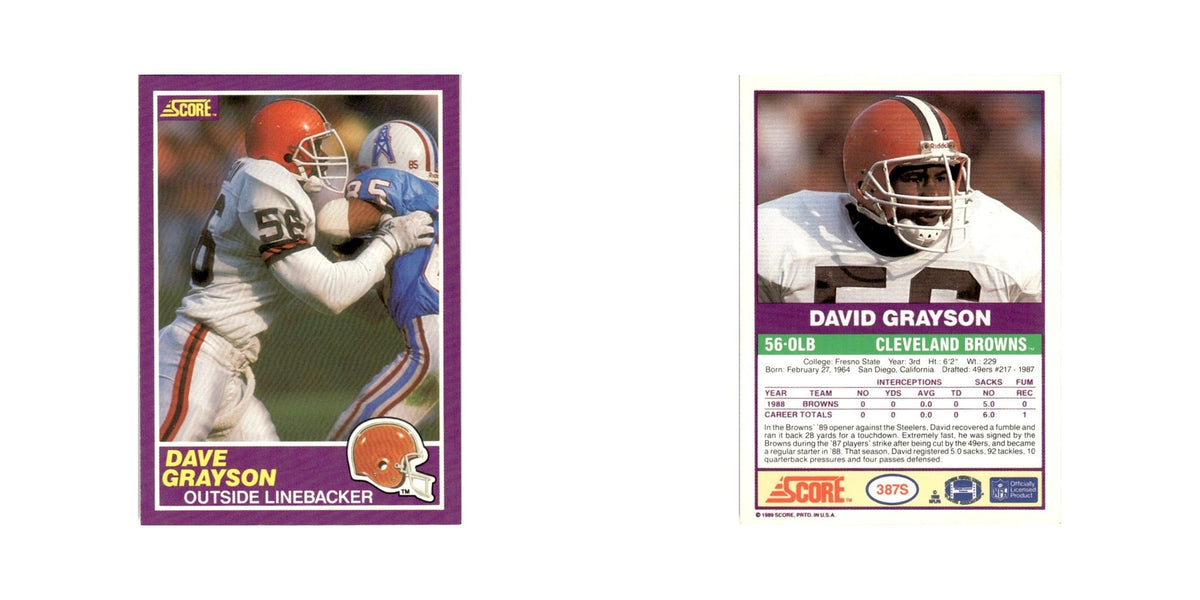 1989 Score Supplemental David Grayson Browns #387S
