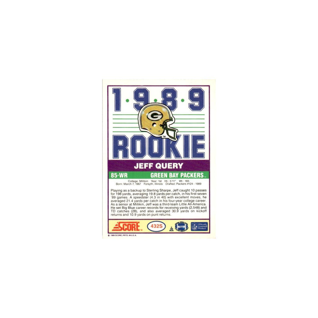 1989 Score Supplemental Jeff Query RC Packers #432S