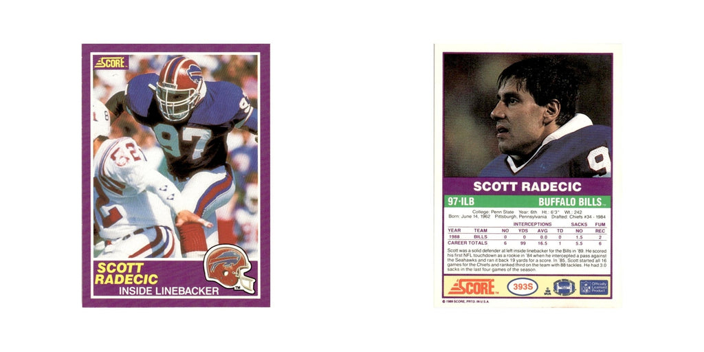 1989 Score Supplemental Scott Radecic Bills #393S