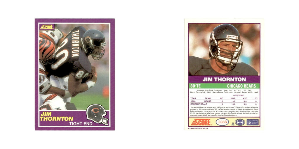 1989 Score Supplemental James Thornton Bears #336S