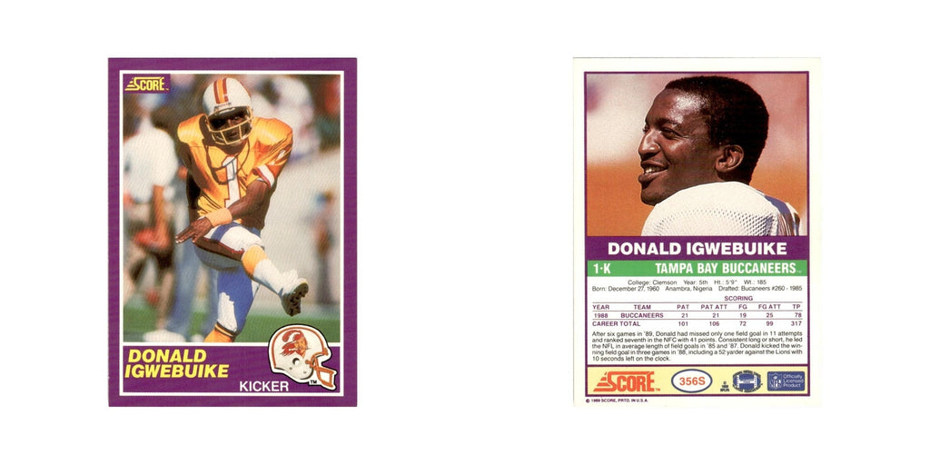 1989 Score Supplemental Donald Igwebuike Buccaneers #356S