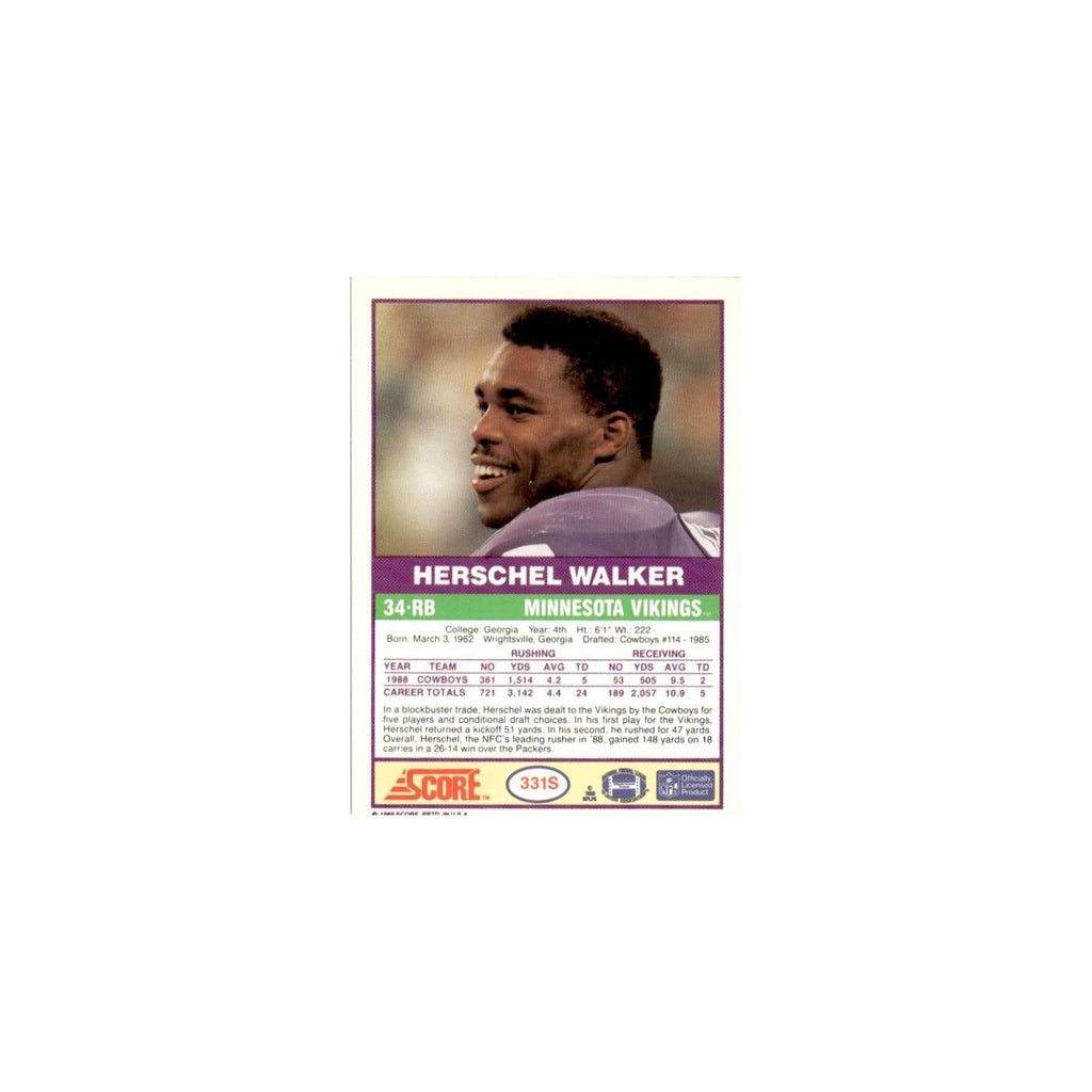1989 Score Supplemental Herschel Walker Vikings #331S