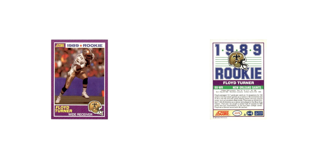 1989 Score Supplemental Floyd Turner RC Saints #437S
