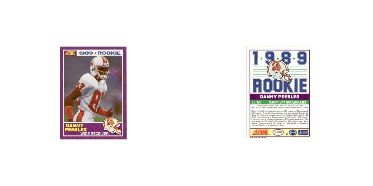 1989 Score Supplemental Danny Peebles RC Buccaneers #430S