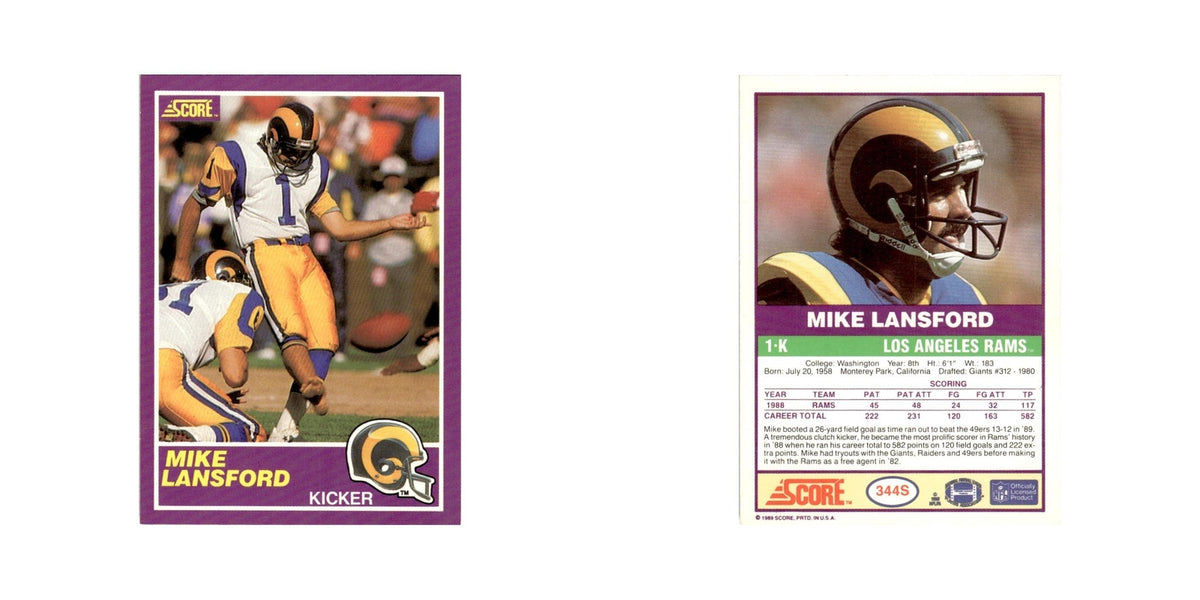 1989 Score Supplemental Mike Lansford Rams #344S