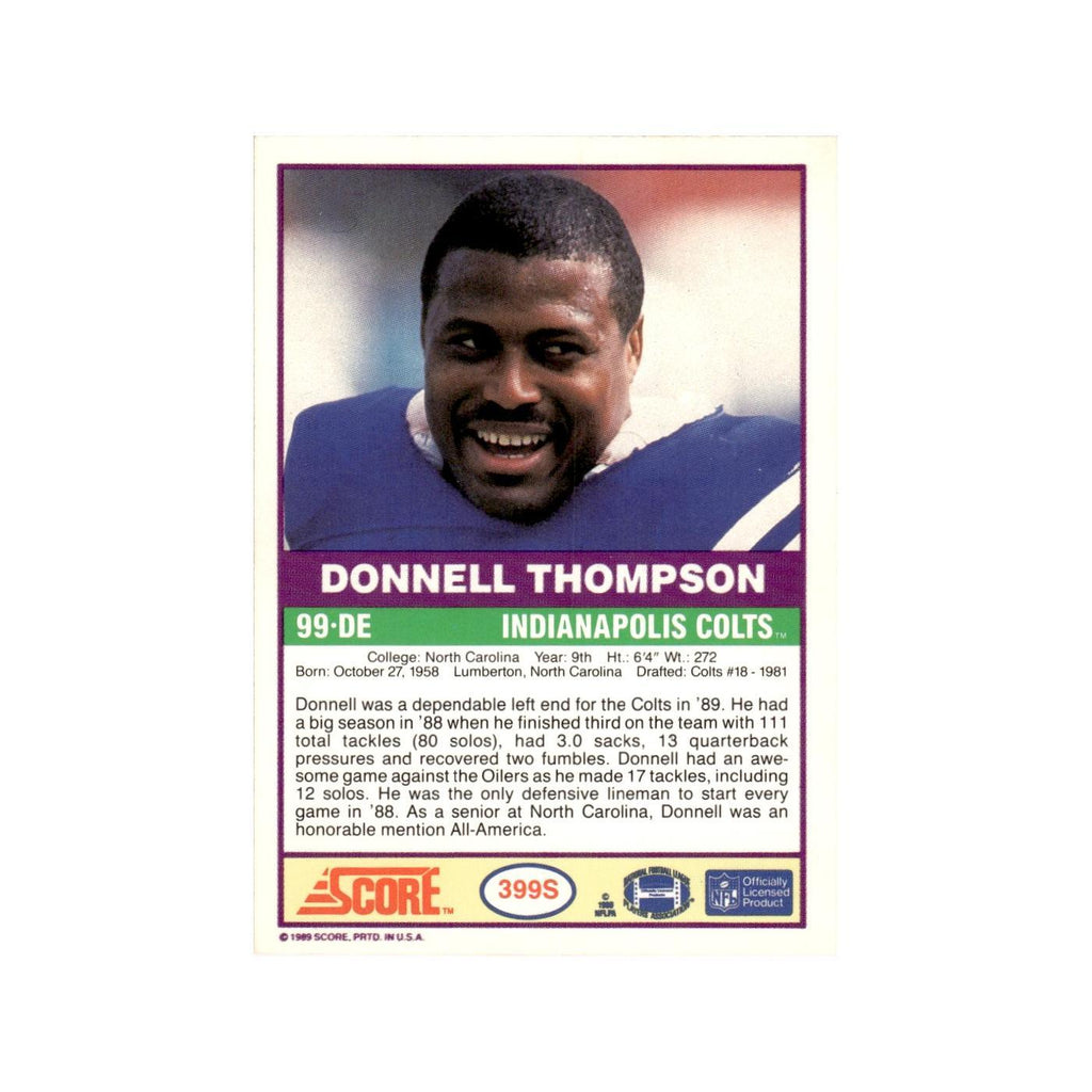 1989 Score Supplemental Donnell Thompson Colts #399S