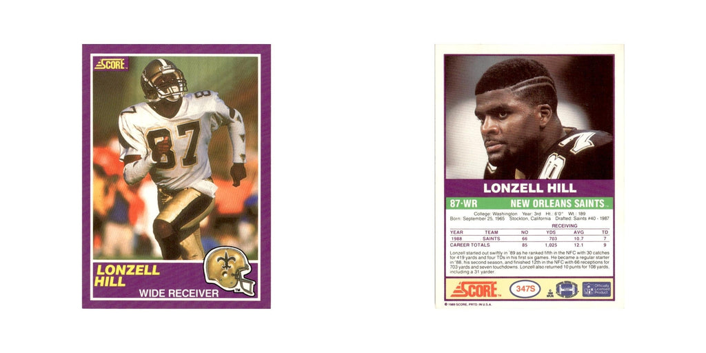 1989 Score Supplemental Lonzell Hill Saints #347S