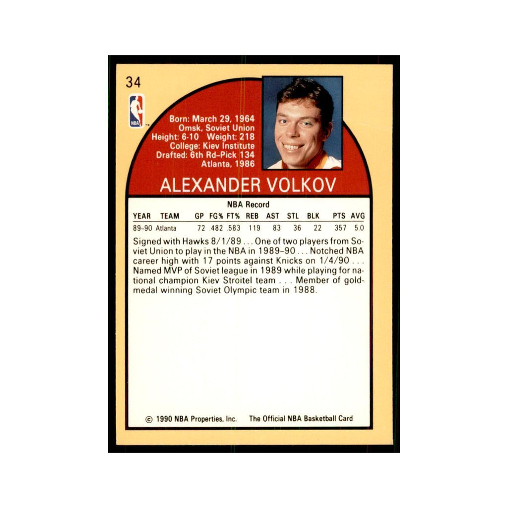 1990 NBA Hoops Alexander Volkov Basketball Cards #34