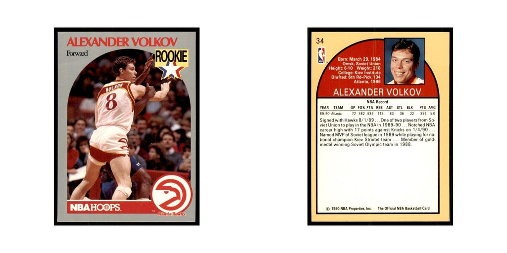 1990 NBA Hoops Alexander Volkov Basketball Cards #34