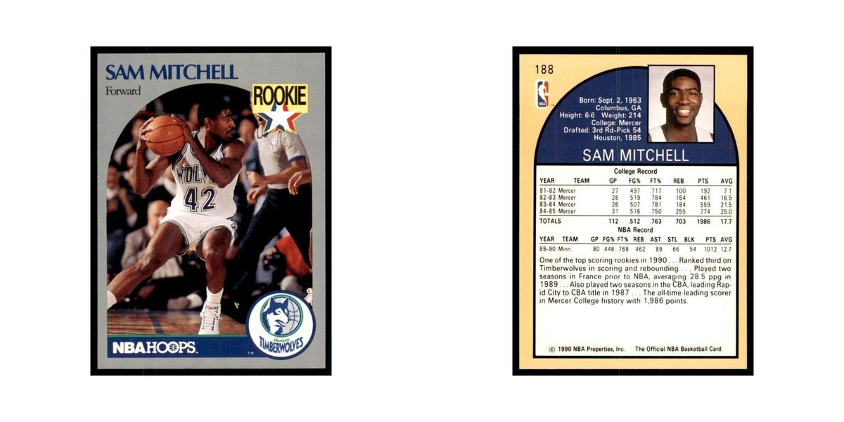 1990 NBA Hoops Sam Mitchell RC Basketball Cards #188