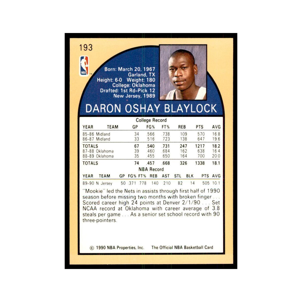 1990 NBA Hoops Mookie Blaylock RC Basketball Cards #193