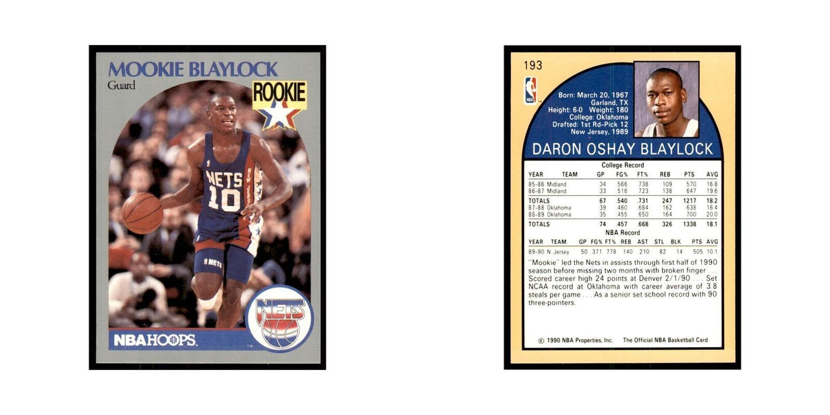 1990 NBA Hoops Mookie Blaylock RC Basketball Cards #193