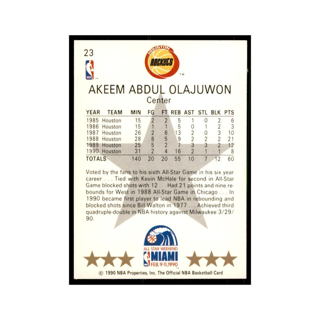 1990 NBA Hoops Akeem Olajuwon Basketball Cards #23
