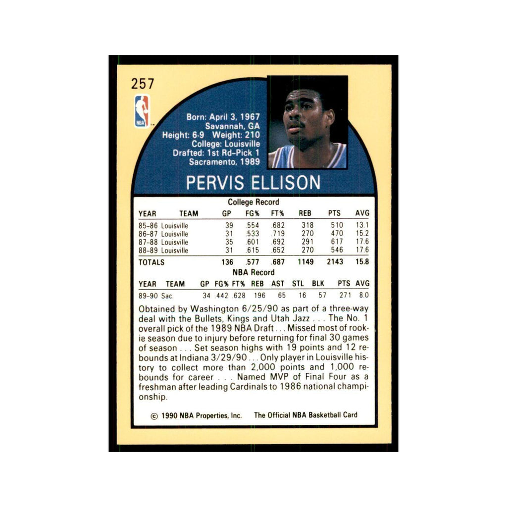 1990 NBA Hoops Pervis Ellison RC Basketball Cards #257