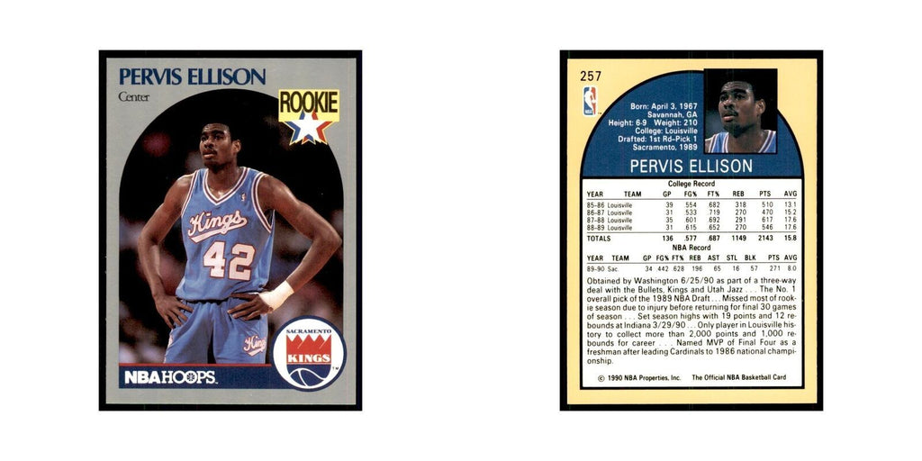 1990 NBA Hoops Pervis Ellison RC Basketball Cards #257