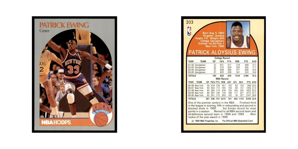 1990 NBA Hoops Patrick Ewing Basketball Cards #203