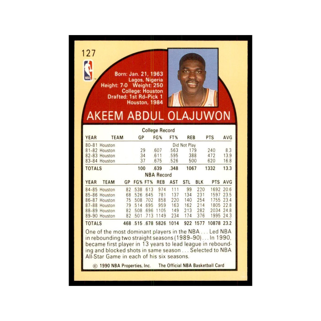 1990 NBA Hoops Akeem Olajuwon Basketball Cards #127