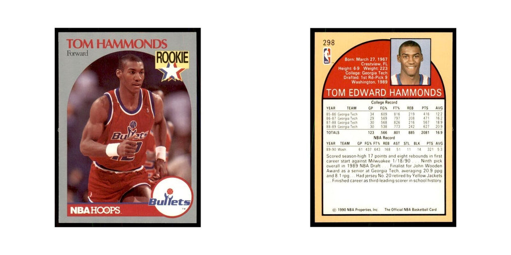 1990 NBA Hoops Tom Hammonds RC Basketball Cards #298B