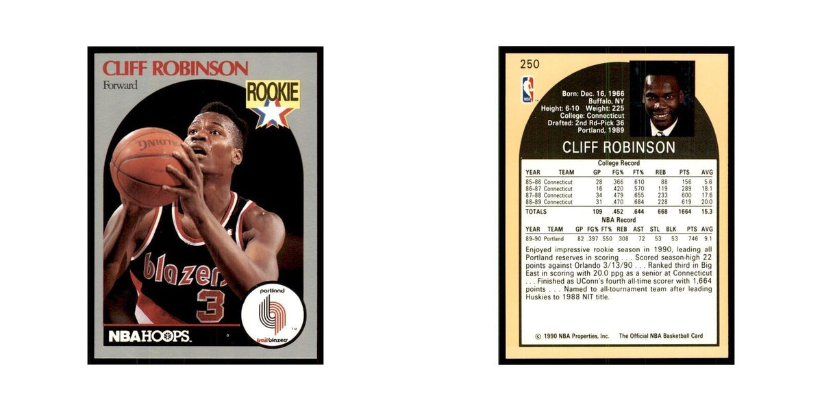 1990 NBA Hoops Cliff Robinson RC Basketball Cards #250