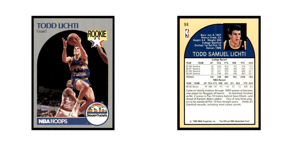 1990 NBA Hoops Todd Lichti Basketball Cards #98