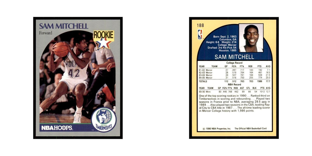1990 NBA Hoops Sam Mitchell RC Basketball Cards #188